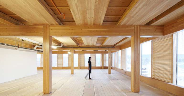 Modern building with unique architectural features, potentially a commercial or institutional project.