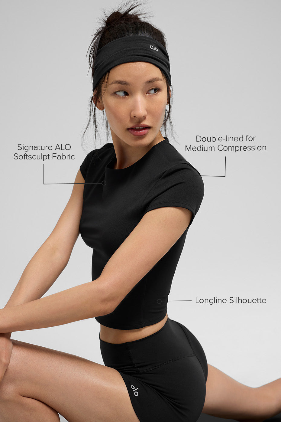 ALO Softsculpt Precision Short Sleeve Top - Black